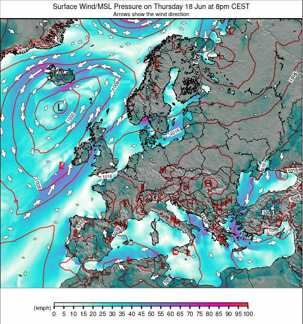 Europe-wide weather map - click to go back to main thumbnail page