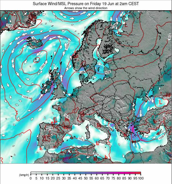 Europe-wide weather map - click to go back to main thumbnail page