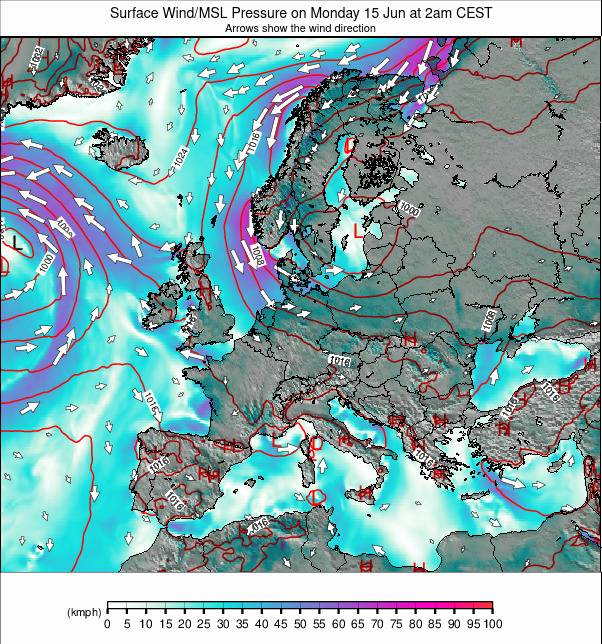 Europe-wide weather map - click to go back to main thumbnail page