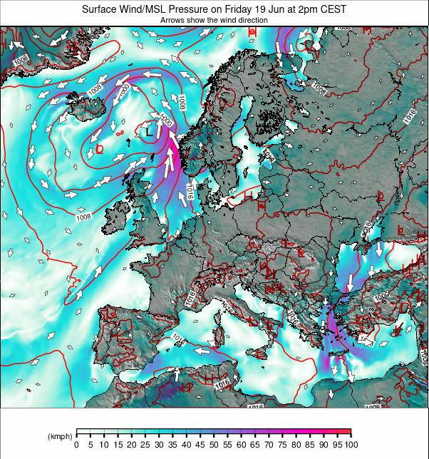 Europe-wide weather map - click to go back to main thumbnail page