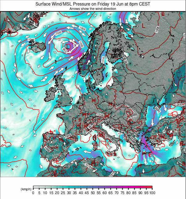 Europe-wide weather map - click to go back to main thumbnail page