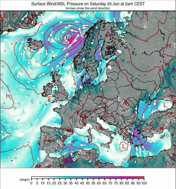 Europe-wide weather map - click to go back to main thumbnail page