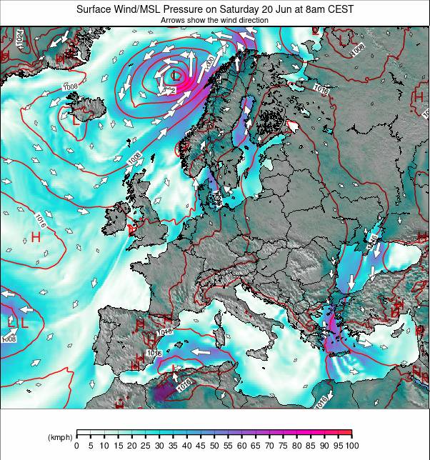 Europe-wide weather map - click to go back to main thumbnail page