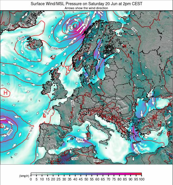 Europe-wide weather map - click to go back to main thumbnail page