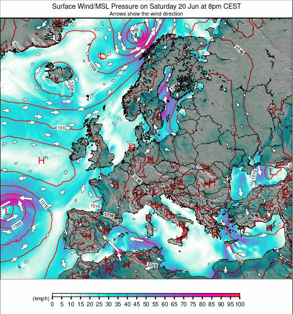 Europe-wide weather map - click to go back to main thumbnail page