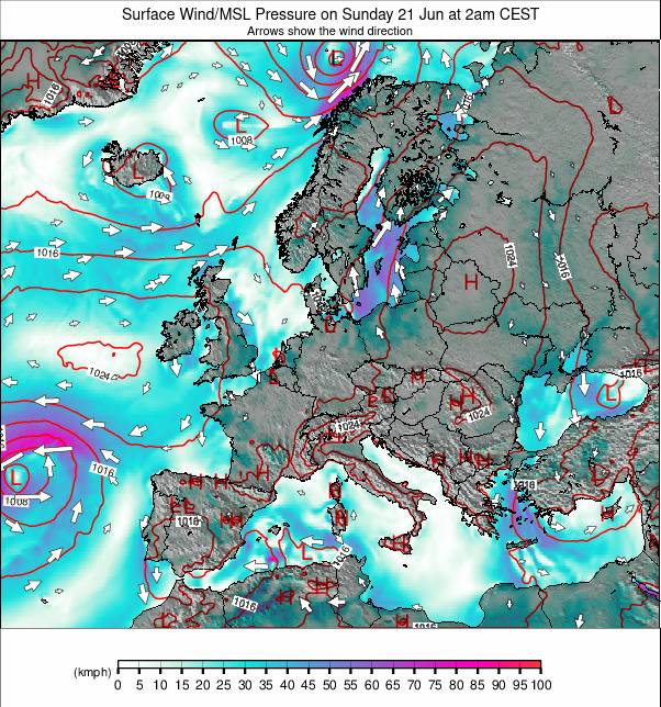 Europe-wide weather map - click to go back to main thumbnail page