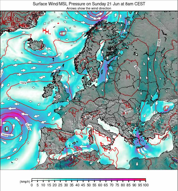 Europe-wide weather map - click to go back to main thumbnail page