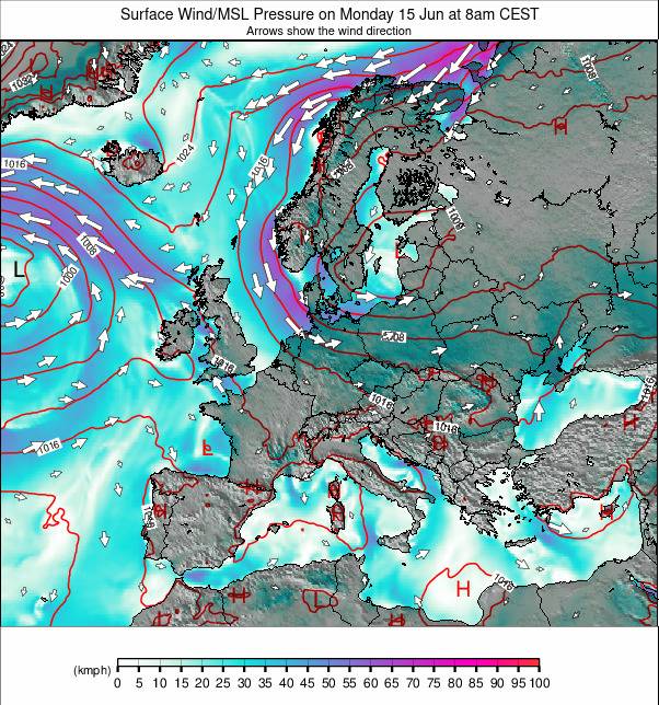 Europe-wide weather map - click to go back to main thumbnail page