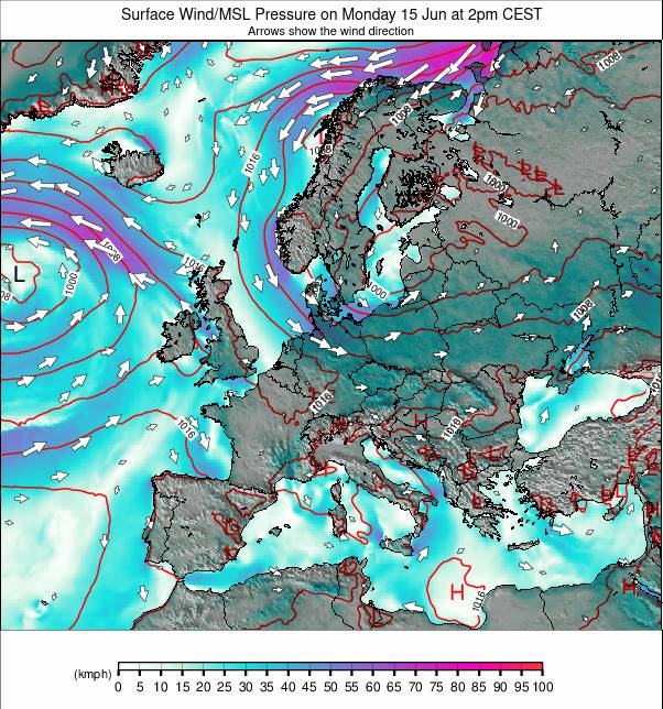 Europe-wide weather map - click to go back to main thumbnail page