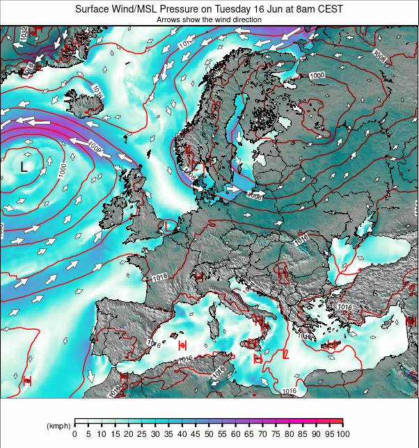Europe-wide weather map - click to go back to main thumbnail page