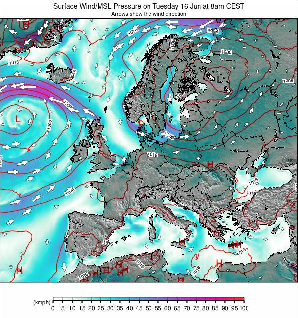 Europe-wide weather map - click to go back to main thumbnail page