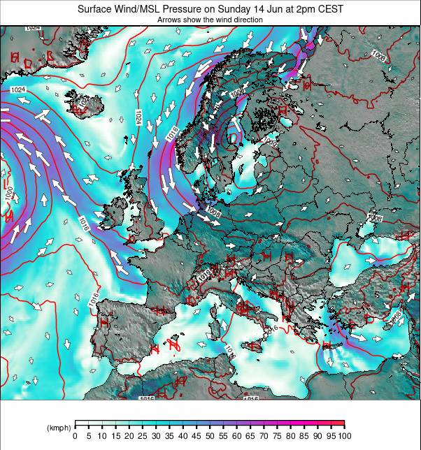 Europe-wide weather map - click to go back to main thumbnail page