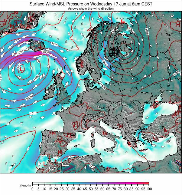 Europe-wide weather map - click to go back to main thumbnail page