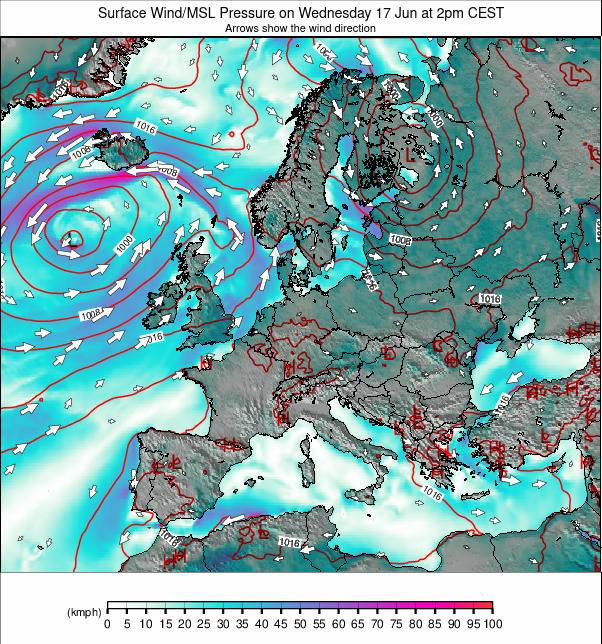 Europe-wide weather map - click to go back to main thumbnail page