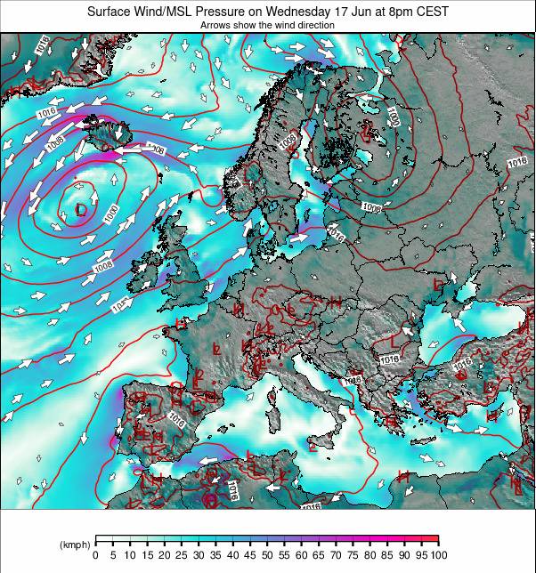 Europe-wide weather map - click to go back to main thumbnail page