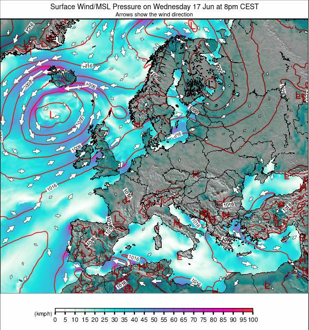 Europe-wide weather map - click to go back to main thumbnail page