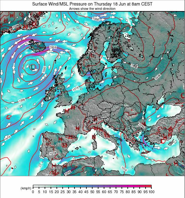 Europe-wide weather map - click to go back to main thumbnail page