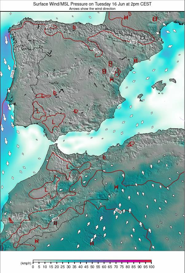 Spain weather map - click to go back to main thumbnail page