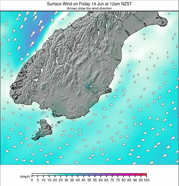 South Island - lower weather map - click to go back to main thumbnail page