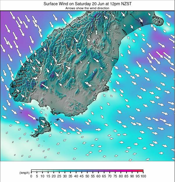 South Island - lower weather map - click to go back to main thumbnail page