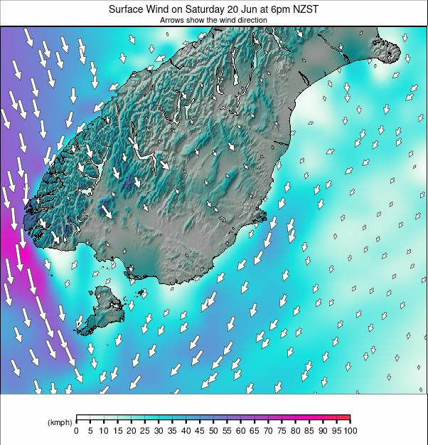 South Island - lower weather map - click to go back to main thumbnail page