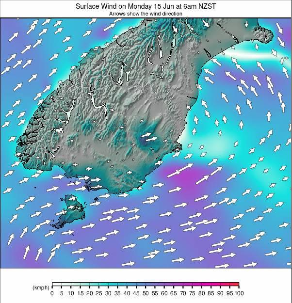 South Island - lower weather map - click to go back to main thumbnail page
