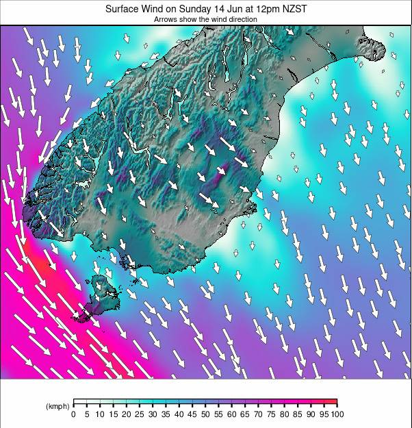 South Island - lower weather map - click to go back to main thumbnail page
