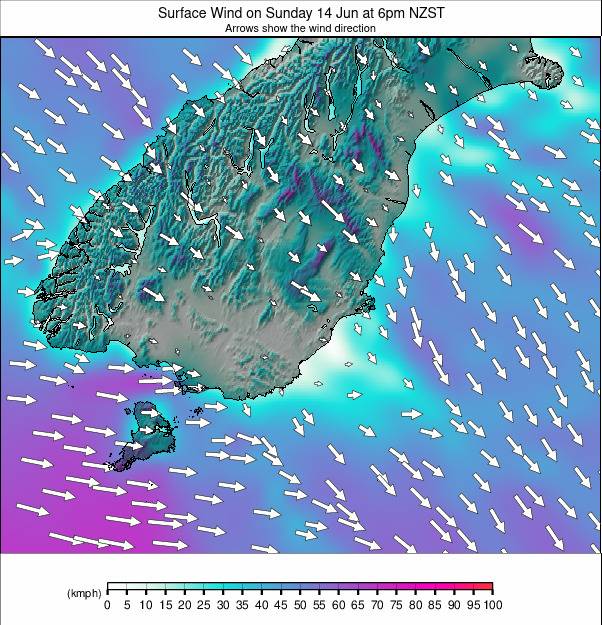 South Island - lower weather map - click to go back to main thumbnail page