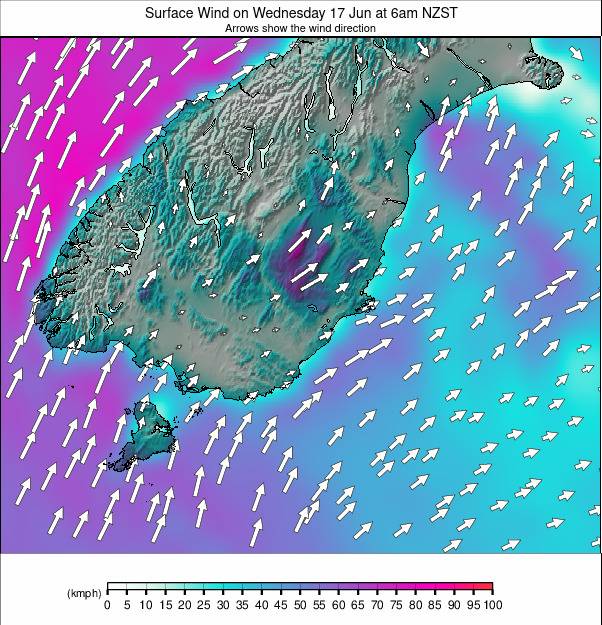 South Island - lower weather map - click to go back to main thumbnail page