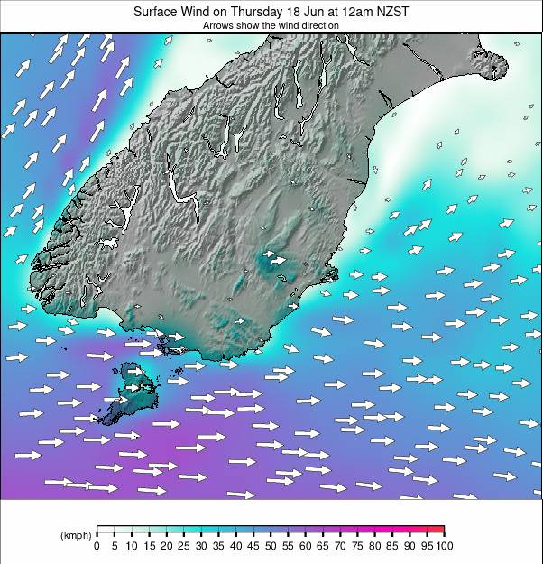 South Island - lower weather map - click to go back to main thumbnail page