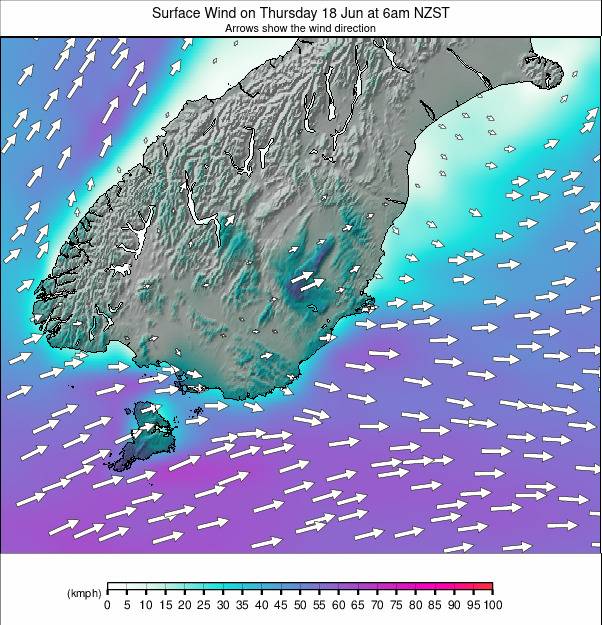 South Island - lower weather map - click to go back to main thumbnail page