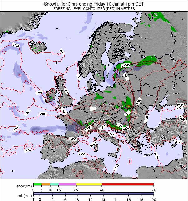 Europewide Snow Forecast