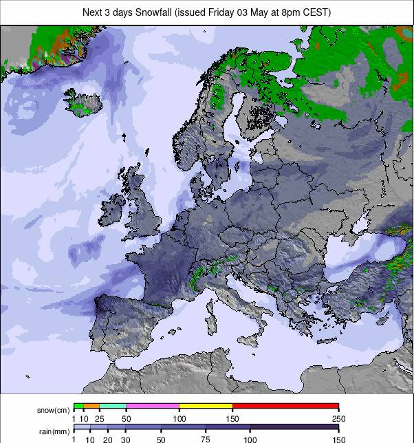 Precipitation maps Europe #weather (Precipitatii Europa in urmatoarele 3 zile)